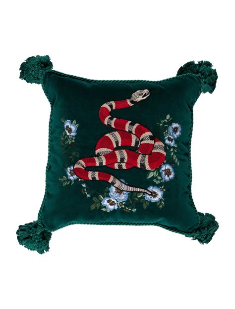 Gucci King Snake Embroidered Throw Pillow 